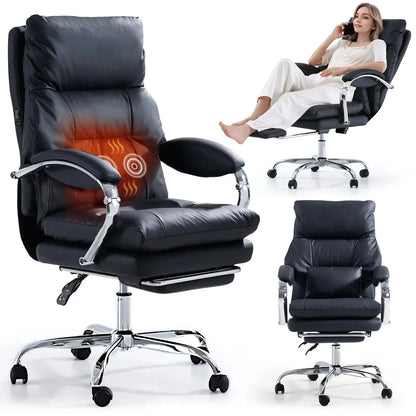 EMIAH C570 Comfortable Office Chair with Footrest - EMIAH Store Black / Heated Massage