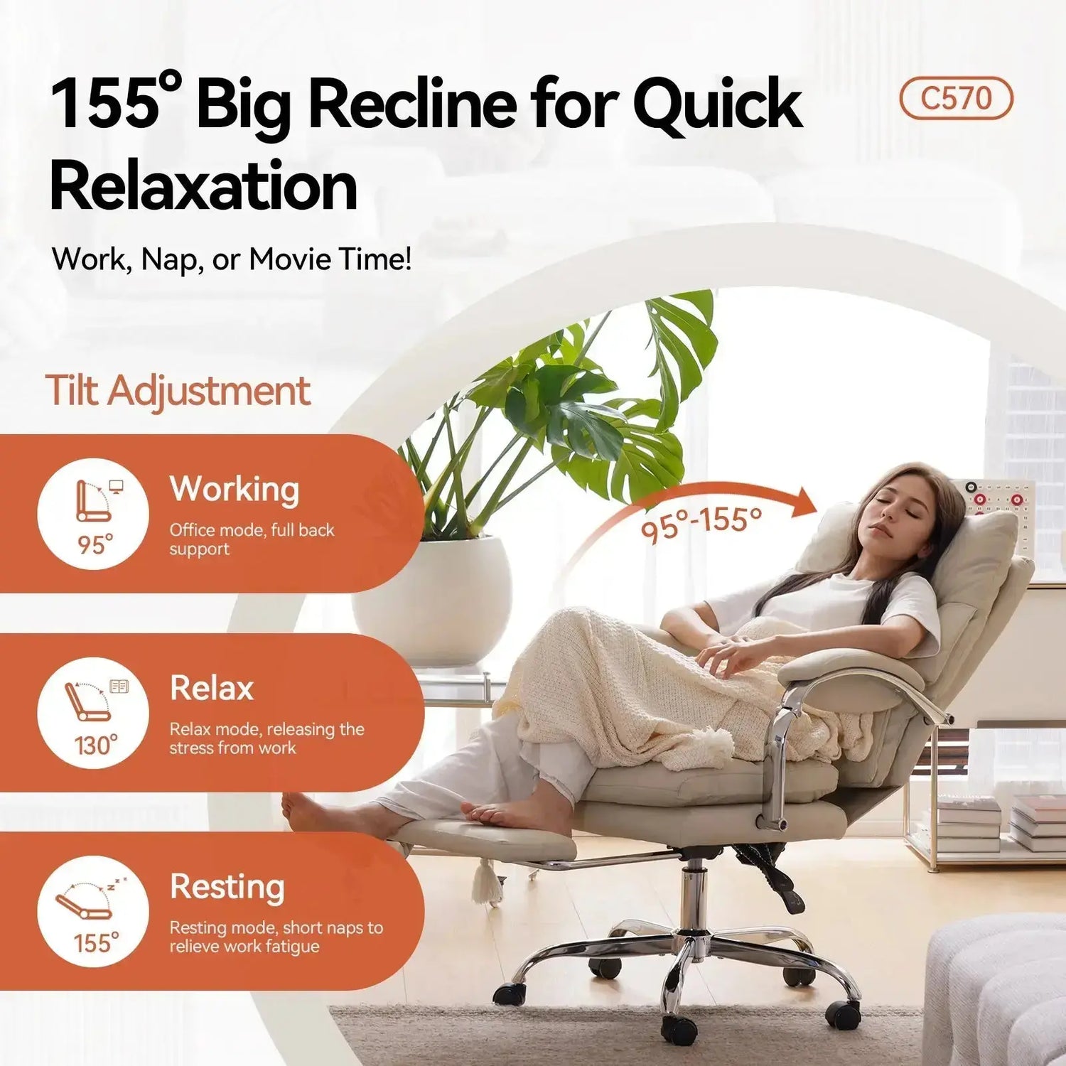 EMIAH C570 Comfortable Office Chair with Footrest - EMIAH Store 