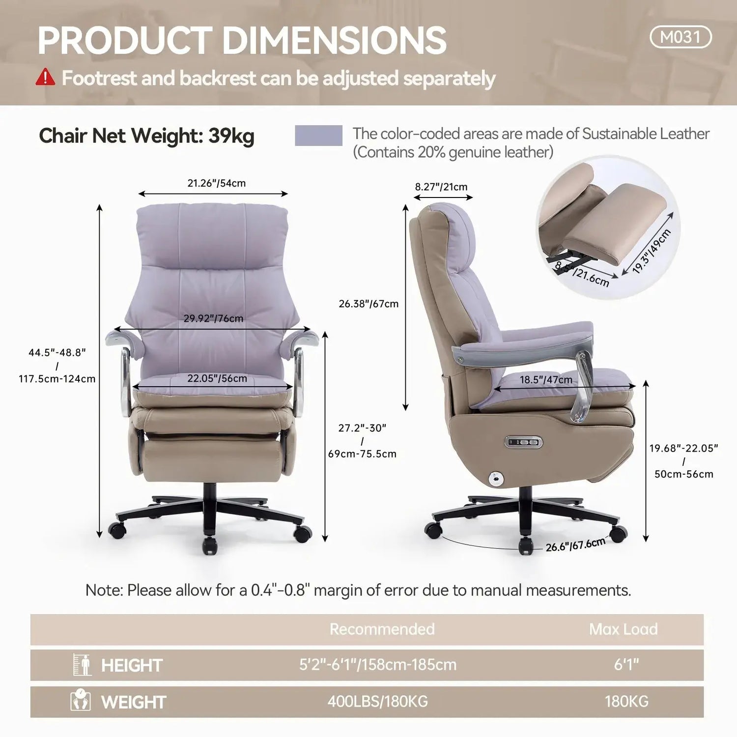 EMIAH MT031 Smart Ergonomic Executive Electric Office Chair - EMIAH Store 