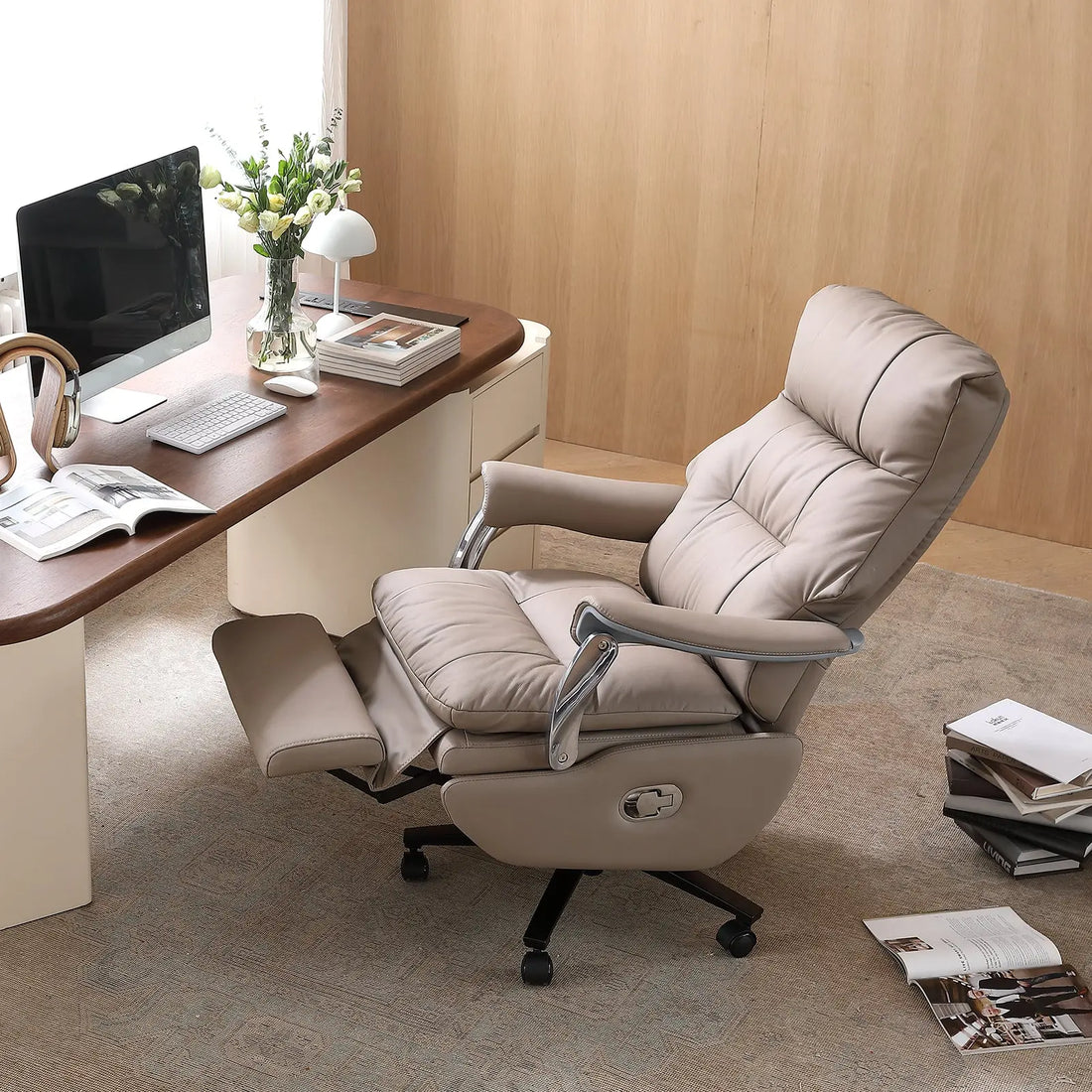 EMIAH MT031 Smart Ergonomic Executive Electric Office Chair - EMIAH Store Light Khaki / Sustainable Leather